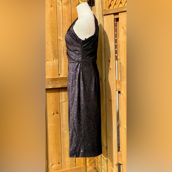 🆕 BRONX & BANCO 🧿NWT Belle One Shoulder Dress, Black Glitter Velvet, Sz M US 6 - Picture 7 of 17